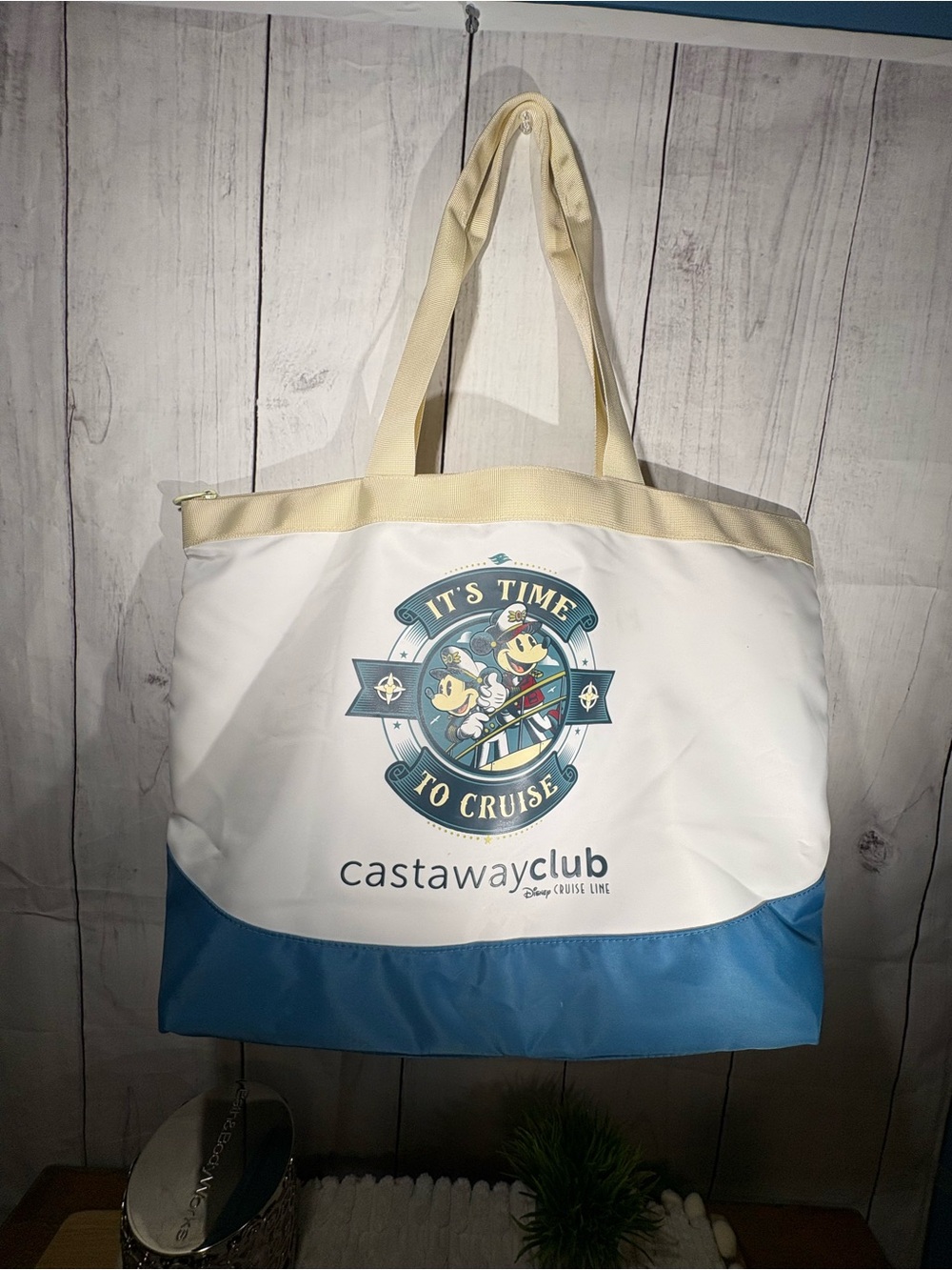 Disney Castaway Club Cruise Tote in White, Blue & Cream by Castaway Club
